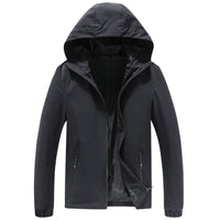 Men's Spring And Autumn Solid Color Hooded Jacket
