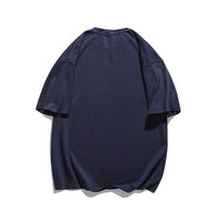 Solid Color Chest Printed Round Neck T-shirt