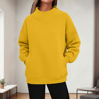 Womens Long-sleeve Turtleneck Casual Hoodie