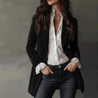 Womens Velvet Blazer With Long Sleeves For A Refined Look