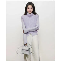 Autumn And Winter Stitching Zip Knitted Sweater