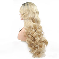 Chemical Fiber Front Lace Blonde Wig Oblique Bangs