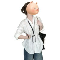 Sophisticated French-style White Blouse For Women Niche, Chic Long-sleeve Top