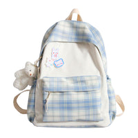 Ladies Plaid Backpack Large Capacity School Bag