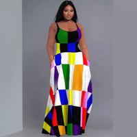 Women's Fashionable Plus-Size Printed Slip Dress