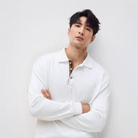 Mens Relaxed-fit Solid-color Casual Long-sleeve Shirt With A Turn-down Collar
