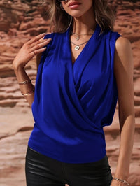 Women's Spring And Summer Sleeveless Satin Pleated Vest New Shirt