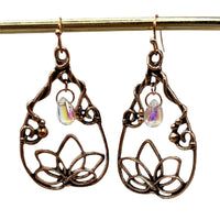 Retro Lotus Flower Waterdrop-Shaped Earrings Inlaid With Moonstone