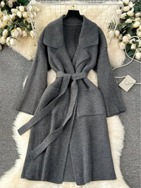Elegant Minimalist Long-style Fashion Knit Cardigan Coat