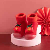 Red Cashmere Room Socks Thickened Warm Non-slip