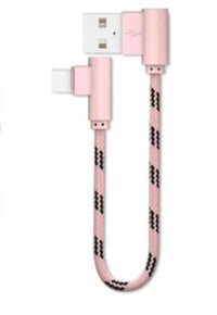 Double Elbow Braided Data Cable Micro Usb Android Mobile Phone Universal V8 Right Angle 90 Degree Charging Short Cable 20cm