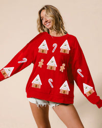Autumn And Winter New European And American Christmas House Sequined Sweater
