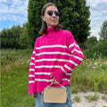 Women's Loose Striped Turtleneck Sweater
