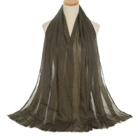 Pleated Viscose Yarn Monochrome Scarf Natural Wrinkled Cotton And Linen Burrs