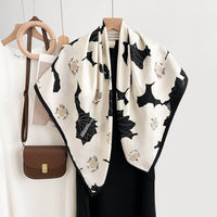Design Floral Printed Square Scarf Women's Artistic Style Retro