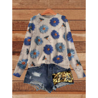 Western Style Beautiful Design Loose Slimming Printed Sweater Niche Fashion