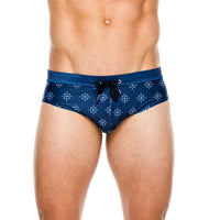 Men's Lace-Up Geometric Print Swim Briefs