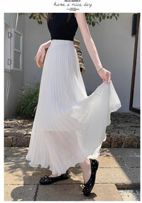 Women's High-Waisted Chiffon Pleated Skirt