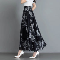 Retro Ink-Print Plus-Size Skirt For Women