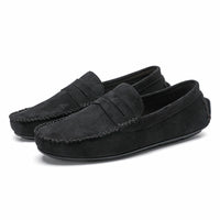 Hand-stitched Men's Beanie Shoes Velvet Leather Handmade