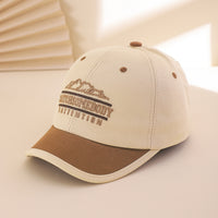Fashionable Embroidered Lettered Patchwork Mountain Peak Short Brimmed Baseball Cap With Soft Top, Versatile And Adjustable Visor, Suitable For Outdoor Cycling.