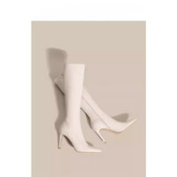 Womens Solid Color Casual White Pointedtoe Overtheknee Boots