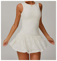 Nude Feel Dress Stitching Mesh Breathable Zipper Dress