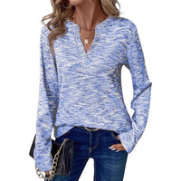 Womens V-neck Pullover Long-sleeve Top
