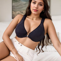 Black French-style Seamless Womens Underwear With A Front Closure
