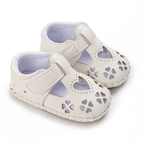 Girls' Leather Hollowed Heart Shape Soft Rubber Toddler Shoes