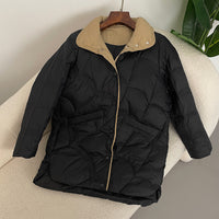 Women's Mid-length White Duck Down Retro Loose Xiangyun Stand Collar Coat