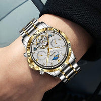 Fashion Business Men's Waterproof Tourbillon Steel Belt Mechanical Watch