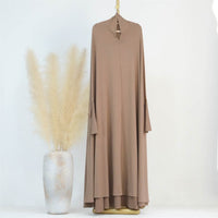 Middle East Dubai Turkey Solid Color Batwing Dress