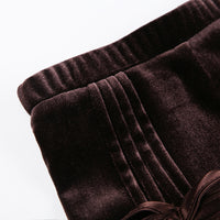 European And American Retro Brown Bow Bandage High Waist Velvet Skirt