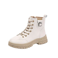 Women's Soft Leather High-top Shoes Thick-soled British Style Booties