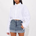 Womens Fashionable Casual Drawstring Lace-Up Shirt With Long Sleeves