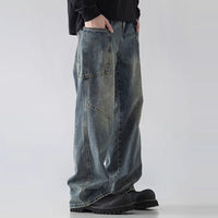 Mens Straight Leg Loose Fit Wide Leg Jeans
