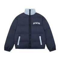 Men's Winter Loose Casual Contrast Color Stand Collar Cotton Coat Jacket