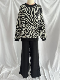 Commuter Knitted Two-piece Zebra Pattern Contrast Color