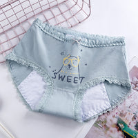 Women's Cotton Underwear Mid-waist Printed Menstrual Period Side Leakage Prevention Underwear