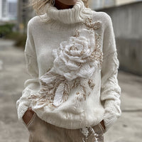New European And American-style Womens Printed Turtleneck Sweater Hoodie