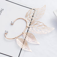 Simple Flashing Diamond Hollow Big Leaf Ear Clip