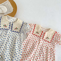 Korean Style Full Printed Dots Short Sleeved Kazakhstan