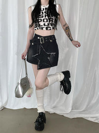Hot Girl Retro Denim Skirt High Waist Slimming
