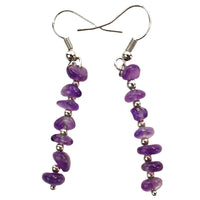 Womens Simple And Versatile Stone Design Amethyst Chip Earrings
