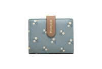Women's Soft Printed Buckle Folding Small Wallet Multiple Card Slots Integrated Card Holder