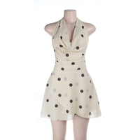French Retro V-Neck Slimming Polka-Dot Slip Dress