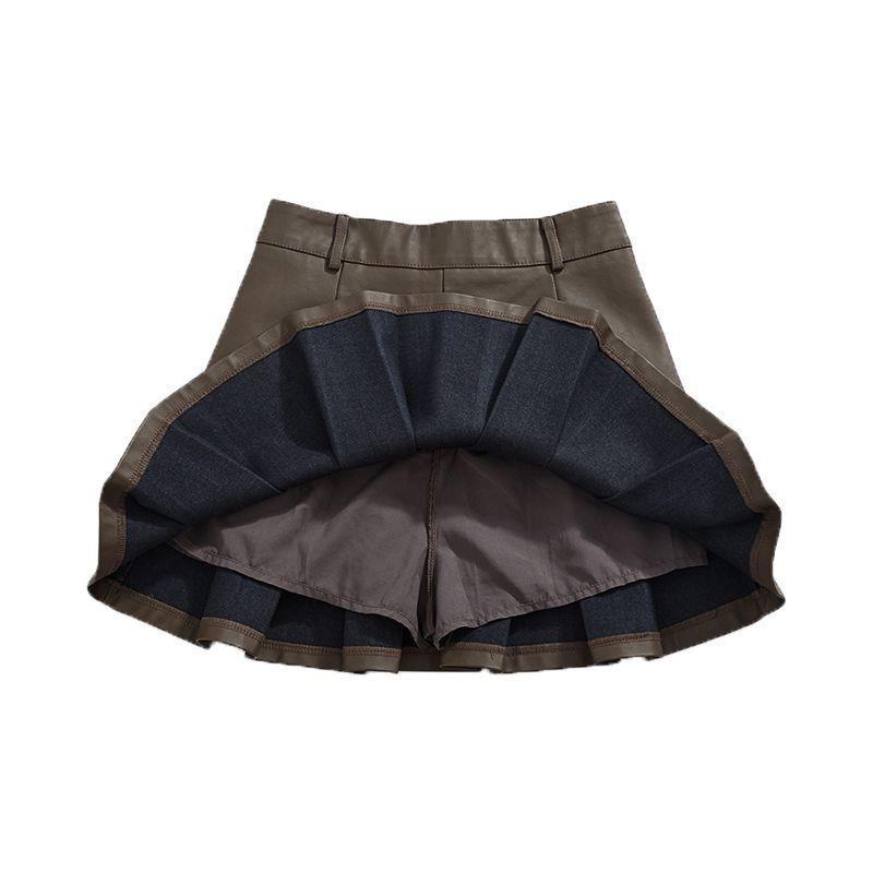 Vintage Skirt Female Leather Skirt Autumn