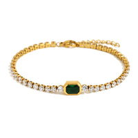 Fashionable All-Match Stainless Steel 18K Gold-Plated Zircon Bracelet