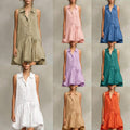 Single- Breasted Shirt Collar Ruffled Dress